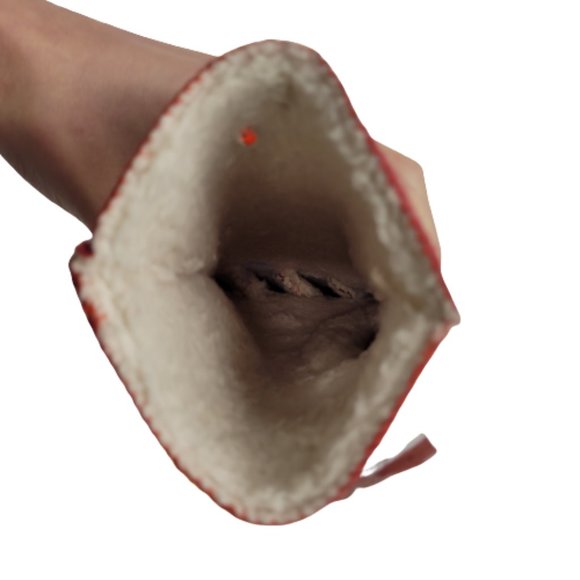 Vintage faux suede and sherpa lined gloves, red, NWOT - Picture 3 of 5